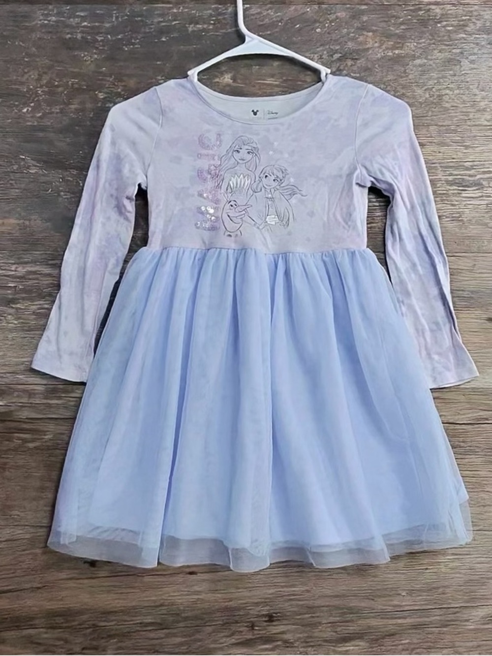 Disney Light Purple and Light Blue Frozen Tulle Dress with Long Sleeves